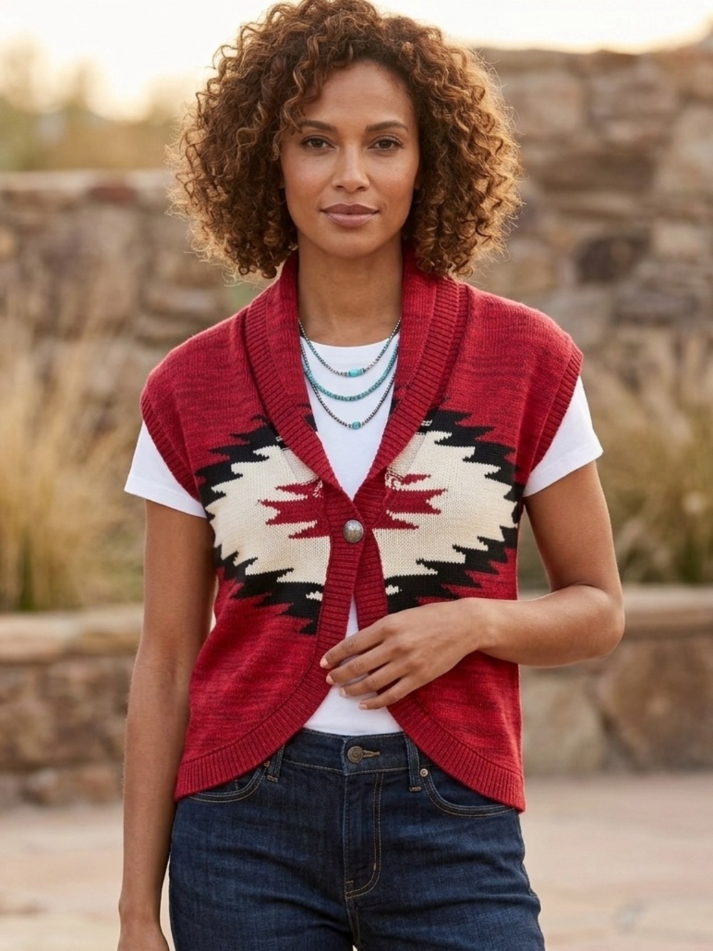 Vintage Chaps Southwestern Knit Sweater Vest ✨